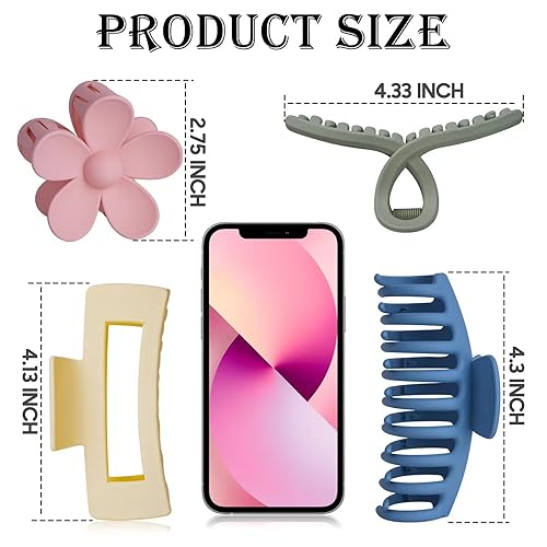 Miniatura 5 de Accesorios para el cabello para mujer, 1223 piezas, incluye pinzas para el cabello de 4.3 pulgadas, pulsera bohemia para ligas para el cabello,