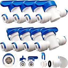 طقم لتركيبات فلتر مياه التناضح العكسي من سيس فونجر، صمام إيقاف، تركيبات ضغط مع موزعات مياه وثلج تستخدم خرطوم ترشيح مياه، مقاس 1/4 بوصة، 8 قطع