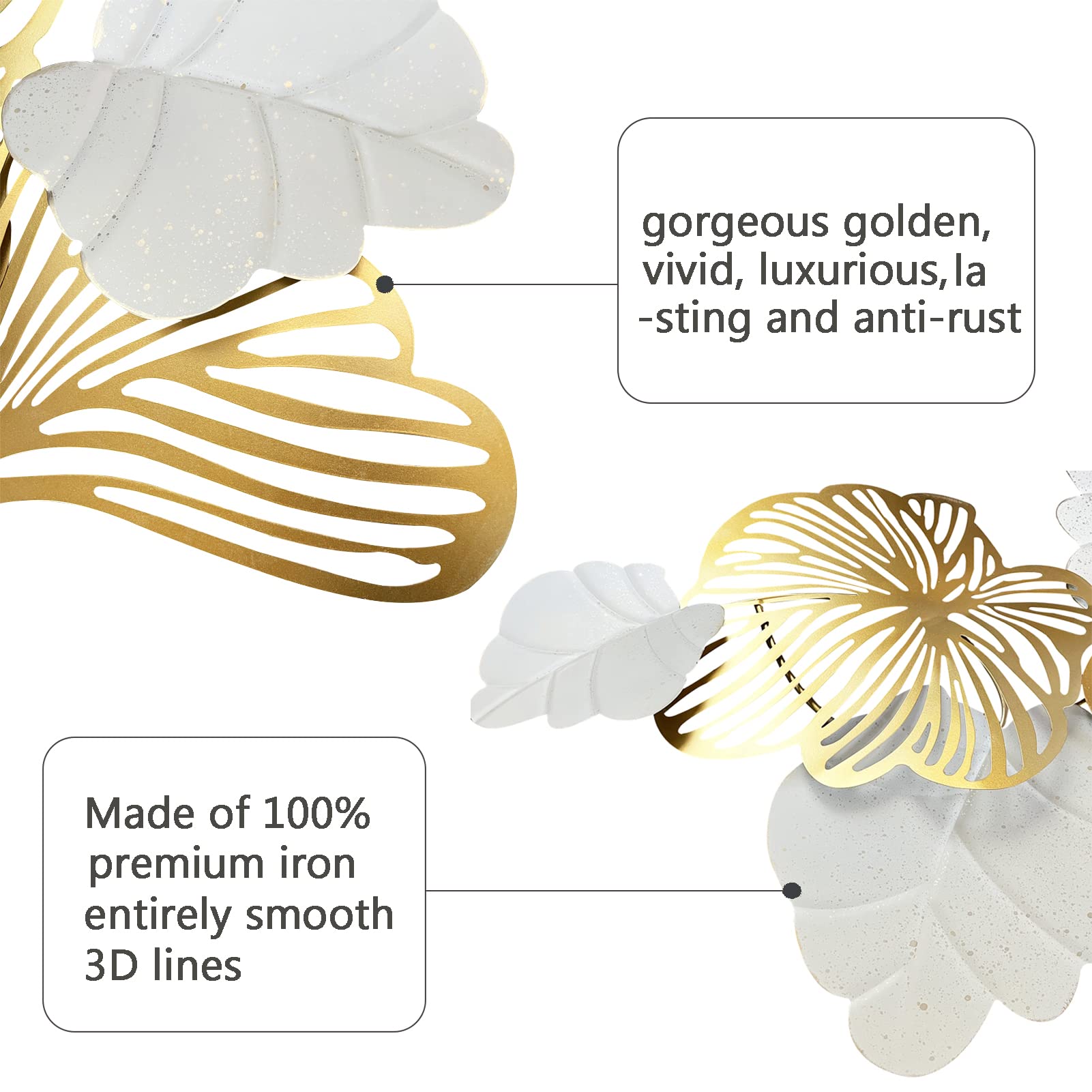 XIMSPHY 3D Ginkgo Leaf Metal Wall Decor, Handmade Ginkgo Leaves Wall