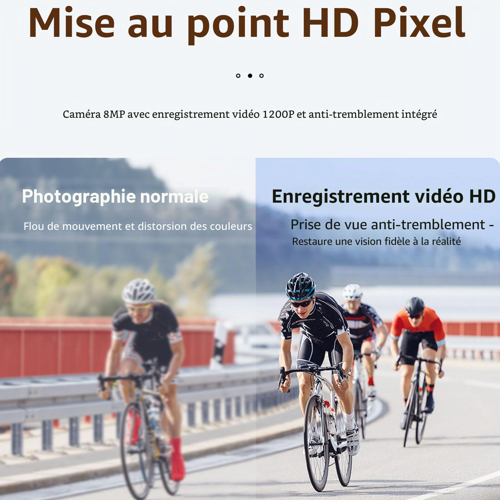 Tosuny Lunettes Intelligentes 4K AI avec Caméra, Lunettes de Soleil Bluetooth pour le Cyclisme, le Ski et les Sports de Plein Air, Commande Vocale, Suppression du Bruit ENC, Stabilisation (Blanc Bleu)
