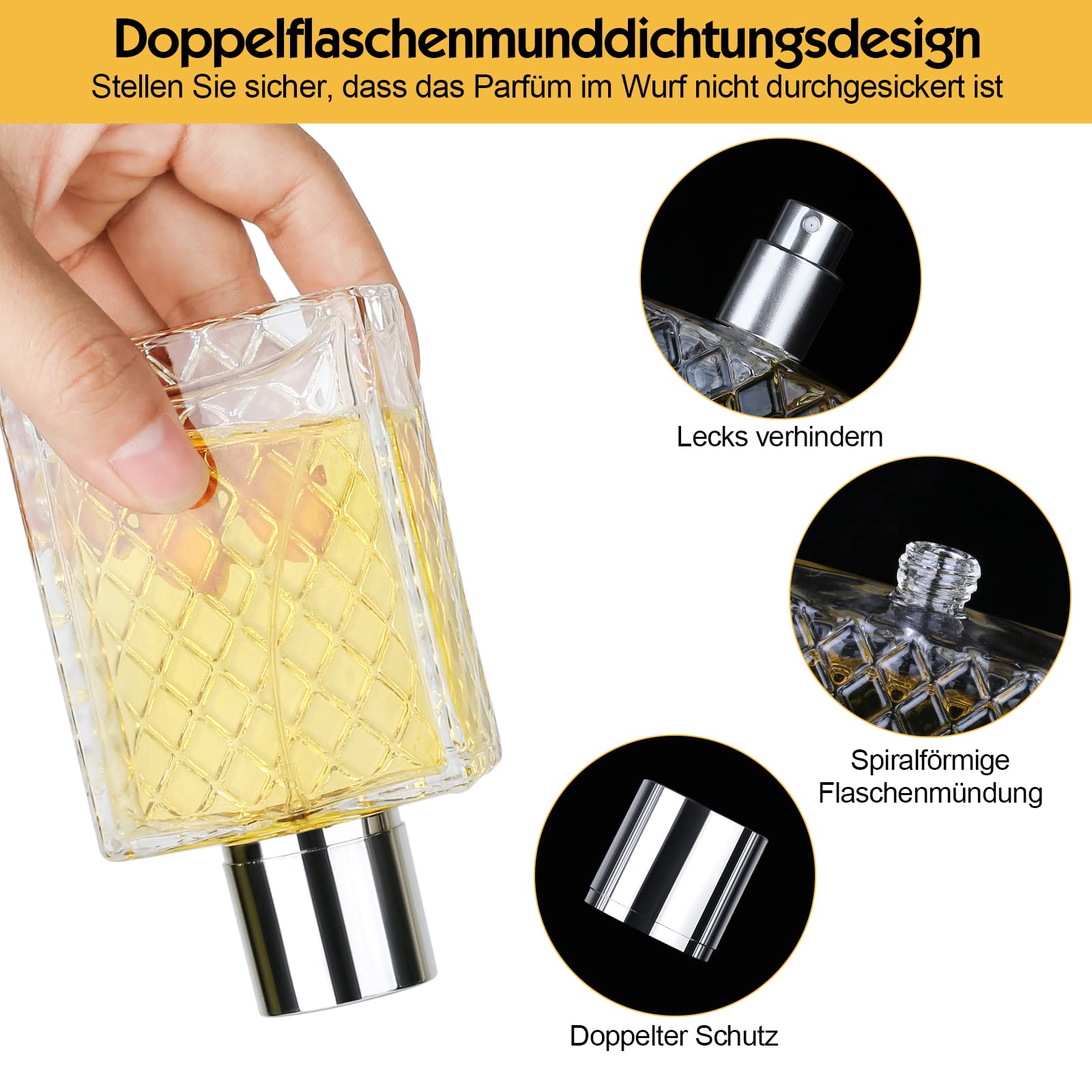 Rozpylacz do perfum 100 ml, przenośna butelka z rozpylaczem do perfum, dla kobiet i mężczyzn, do wielokrotnego napełniania pipetą i lejkiem, do perfum, podróży, kosmetyków