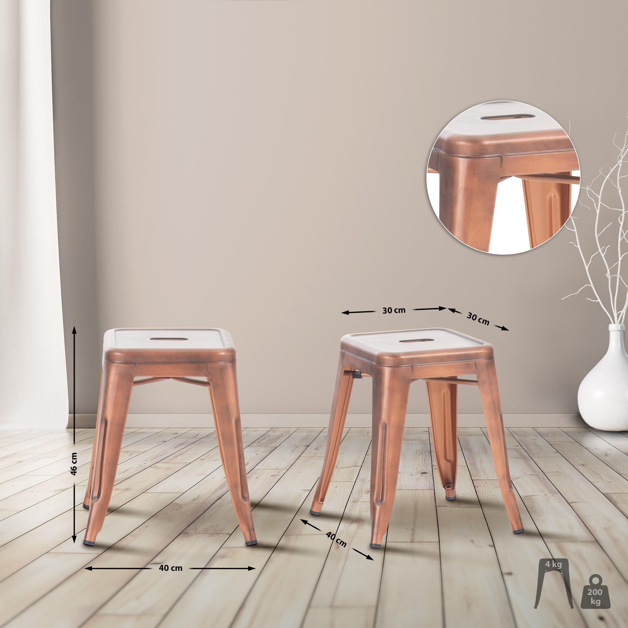 Tabouret métallique empilable CLP Armin 200 kg Cuivre