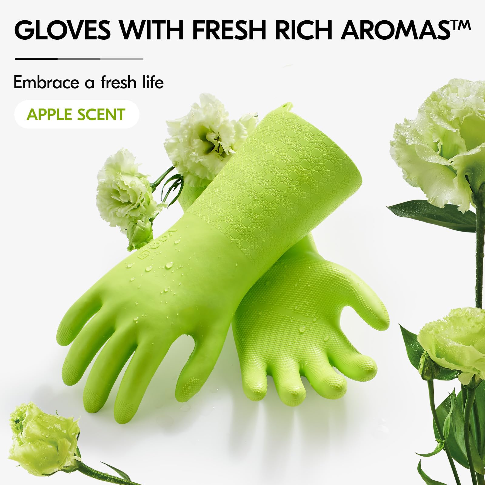 Vgo... Heavy Duty Cleaning Gloves Lined Nylon, Household Gloves Reuseable in TPE Latex Free - Image 3