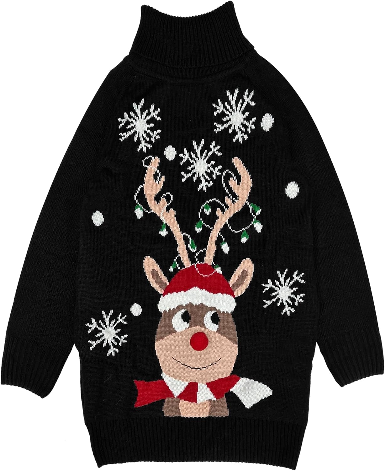 Jumppmile Womens Ugly Christmas Xmas Oversize Turtleneck Pullover Sweater Dress with Pockets - Image 2