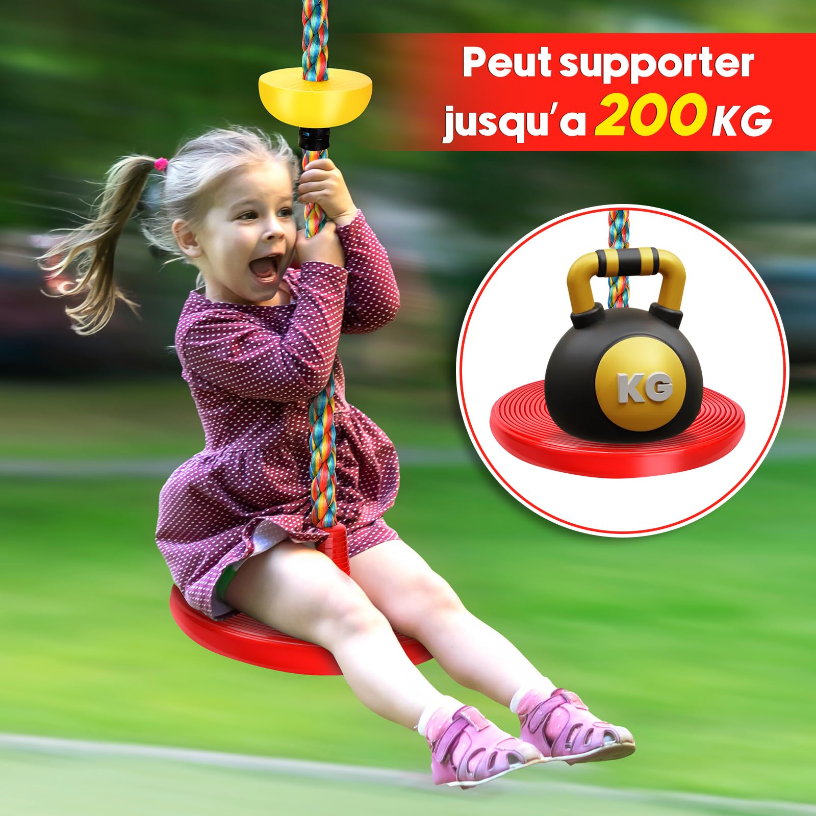 Balançoire D'escalade Herefun - Corde Avec Plateforme Et Siège Disque Pour Enfants