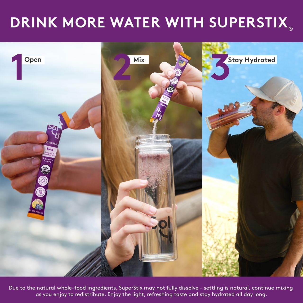 Sol-ti Organic Electrolyte Hydration + Skin, Blueberry Lemon SuperStix 14ct — Amazon image 6