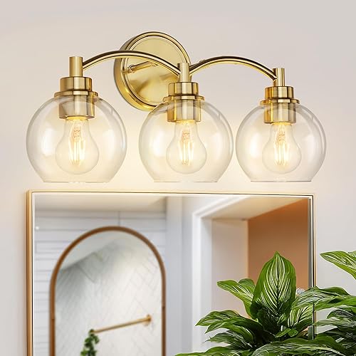 Miniatura 20 de Lámpara de baño de 3 luces, lámpara de tocador de níquel cepillado sobre el espejo, aplique de pared de vidrio globo, ZCVL02BN-3 cepillado
