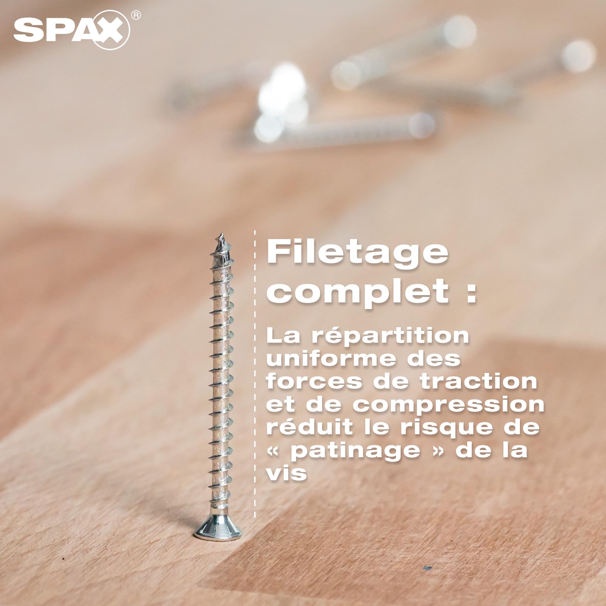 SPAX Vis universelle 4 x 40 mm, 360 pièces - Vis à bois, filetage total, tête fraisée, T-STAR Plus T20, pointe 4CUT, revêtement WIROX - 8000000277153