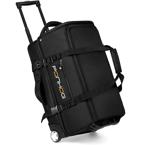 Rolling Duffle Bag With Wheels - 60L Large Wheeled Travel Duffel Bag with Shoe Compartment Water Resistant Duffle Bag for Traveling GYM Overnight Trip Weekender