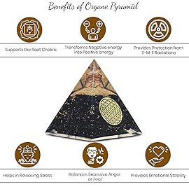 Real Crystal Black Tourmaline Orgonite Pyramid, Healing Crystal Pyramid, Pyramid Crystal Gemstone Pyramid for Meditation, Motivation, Positivity - Handmade in India