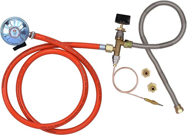 METER STAR CE Approved Parts Propane Fire Pit/Fireplace Parts Gas Control Valve System Regulator Valve with 27mm 37mbar Clip-on Propane Flow Regulator and Hose