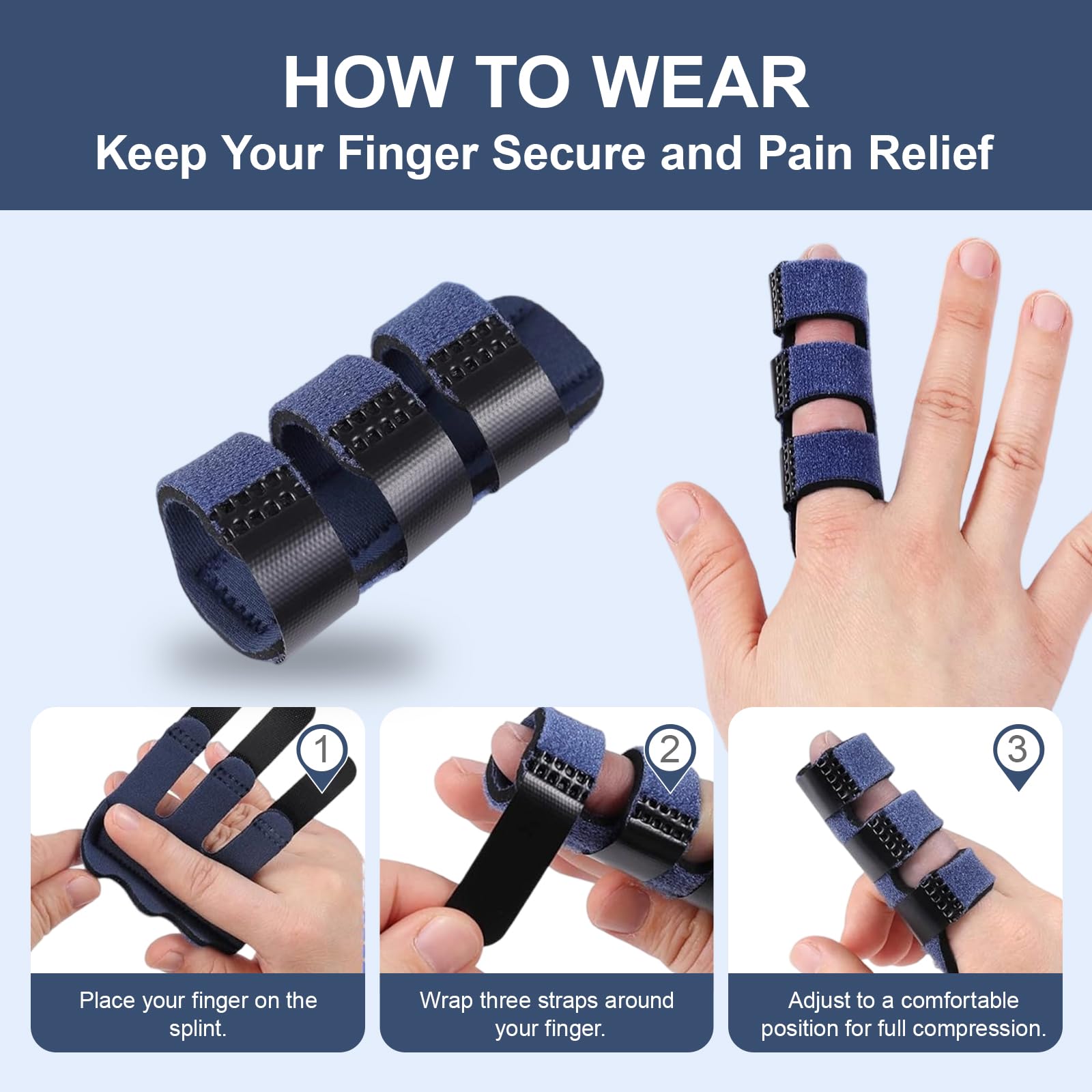 Set Di 3 Tutori per Dita, Stecche Regolabili Con Fascia in Alluminio