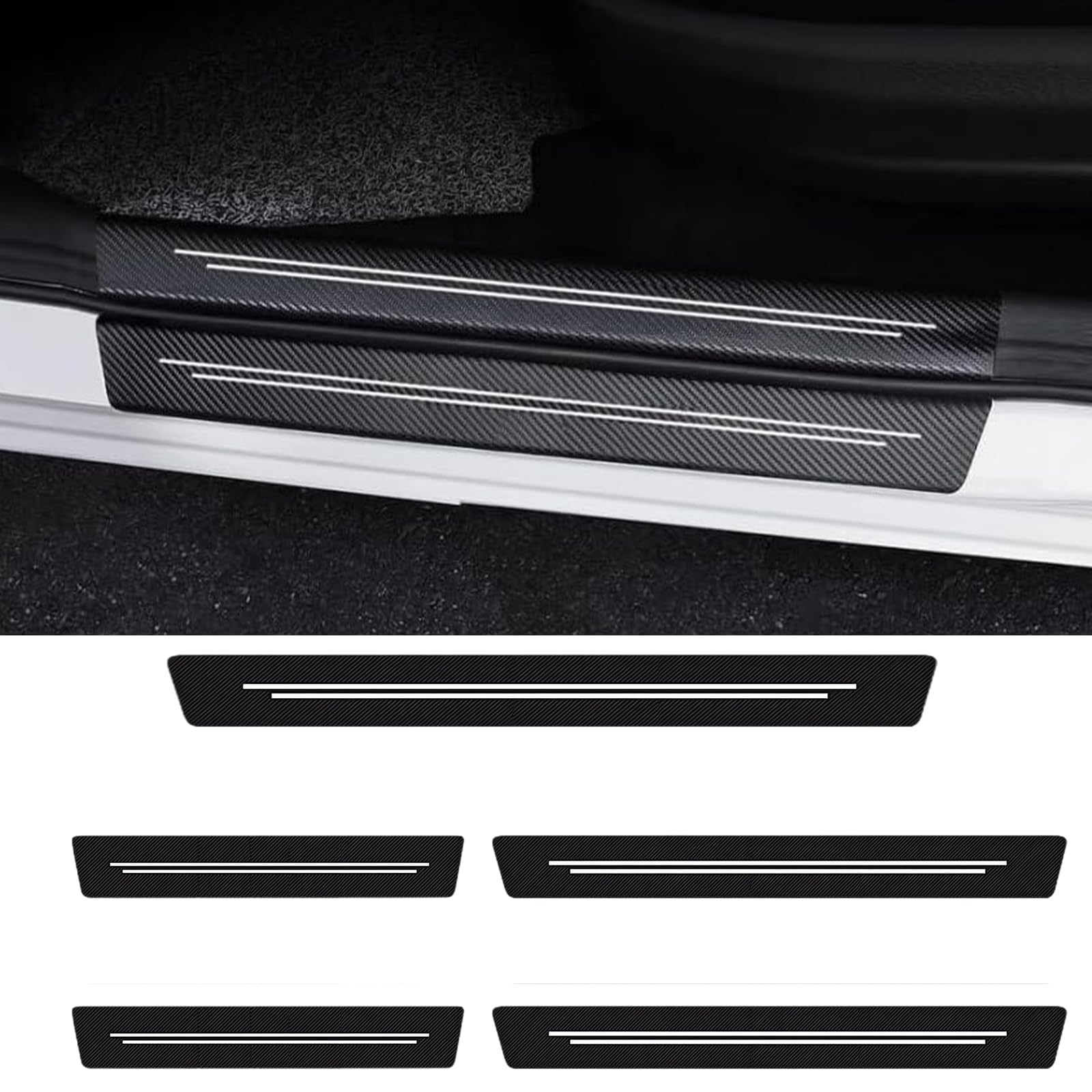 Tryagat 5Pcs Door Sill Protector for Abarth 500 595 695 Coppa Coppone Sill Trim Scratch-Resistant Sill Trim Durable Sill Trim