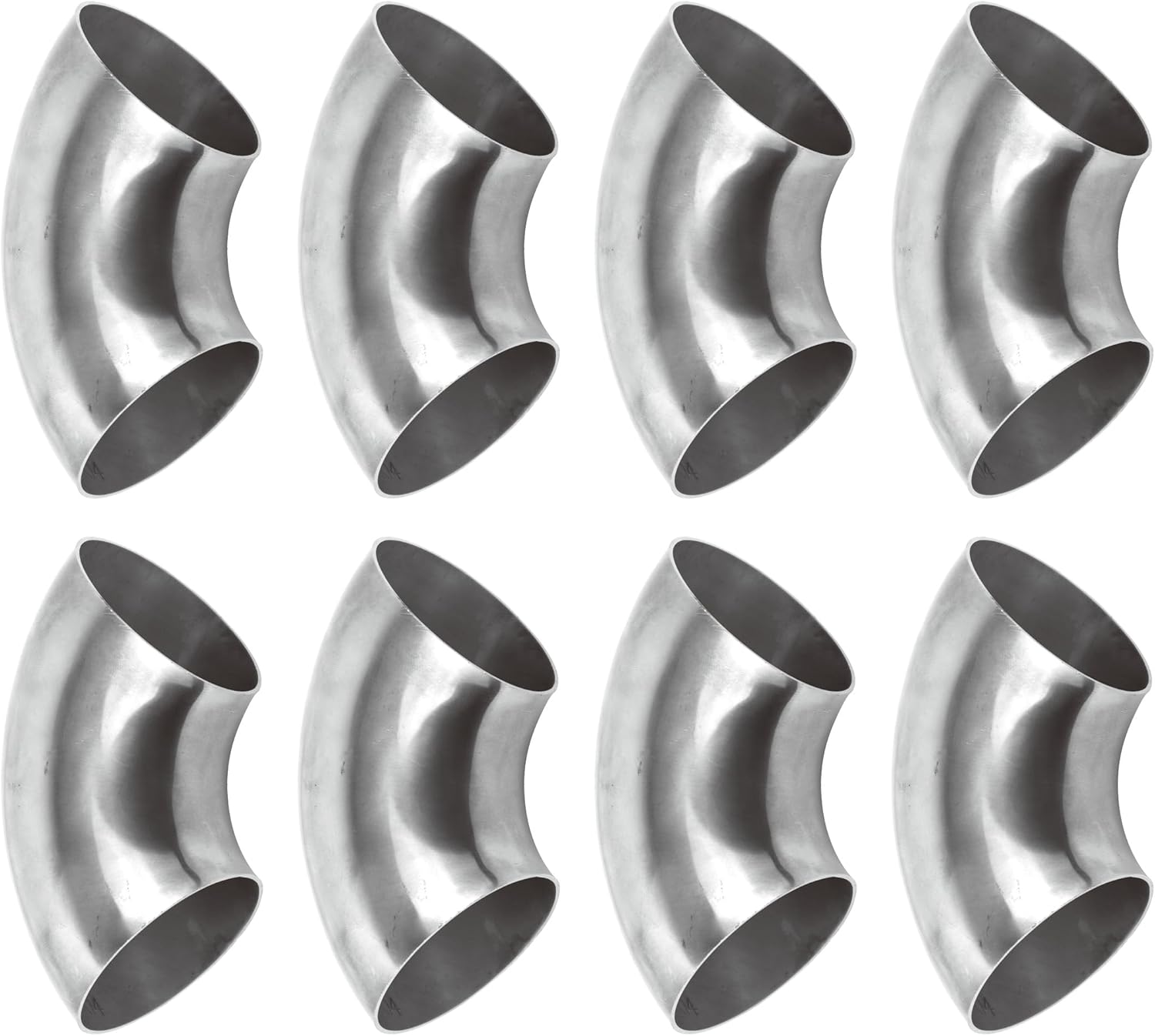 8PCS Stainless Steel Elbow 2" 90° Mandrel Bend Elbow-Thickness 16GA/.065" Wall, 304 Stainless Elbow Exhaust Tubing for Car Modified Exhaust Elbow Pipe, Stair Handrail (2 Inch)