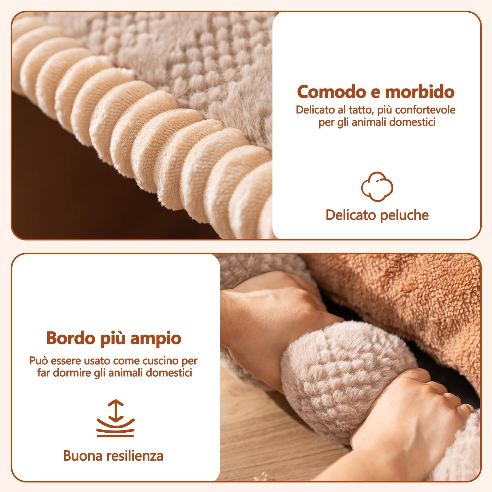 Galatée Letto Per Cani, Cuccia Per Gatti Morbida, Pieghevole e Lavabile Con Cuscino Staccabile, Graziosa Cuccia Per Gatti, Nido Per Animali Domestici Con Fondo Antiscivolo(L, Marrone Chiaro)