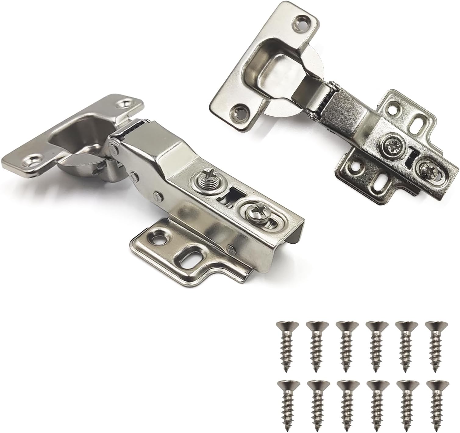 QHASPHC 2 Pack Cabinet Hinges Soft Close Half Overlay Kitchen Cabinet Hinges for Frameless Cabinet Concealed Door Hinges