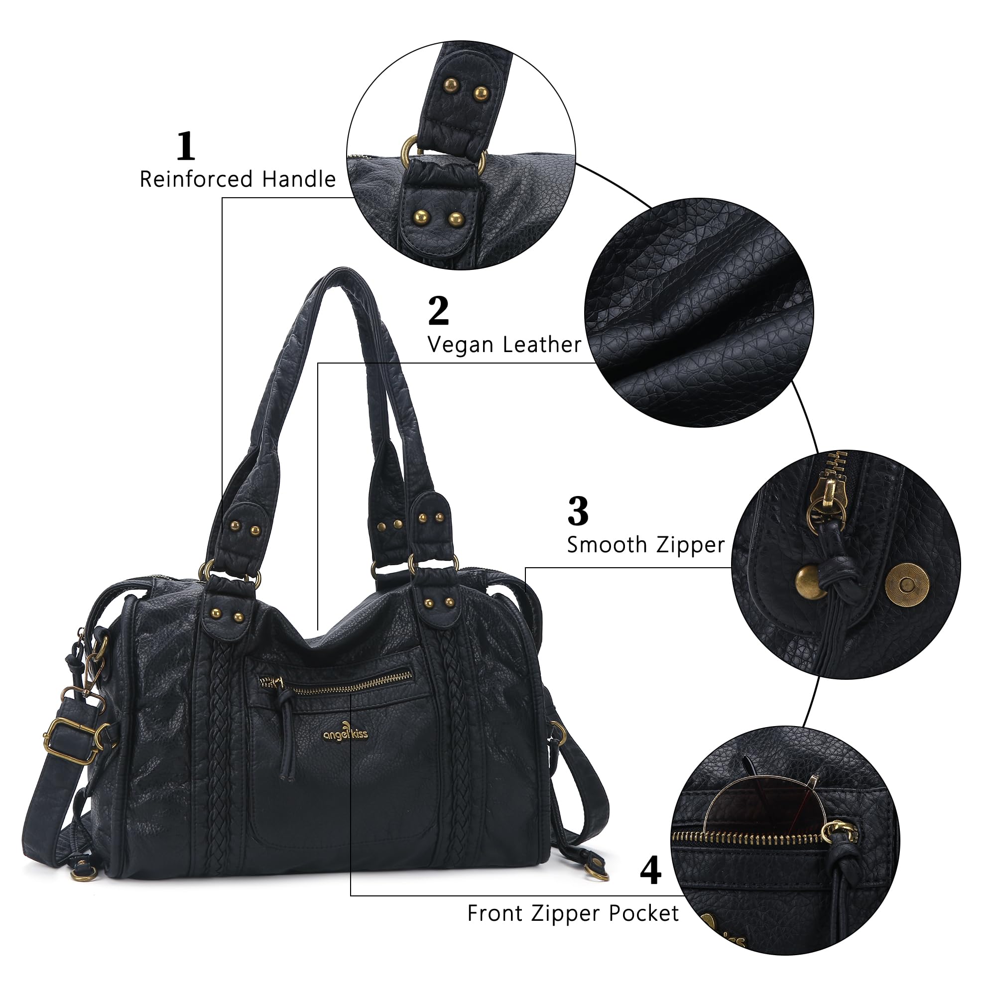 Angel Kiss Torebka damska Tote Bag duża torba z uchwytem, miękka torba na ramię, torba na zakupy, wodoszczelna, retro, elegancka, wiele przegródek, do pracy, na podróż, do szkoły