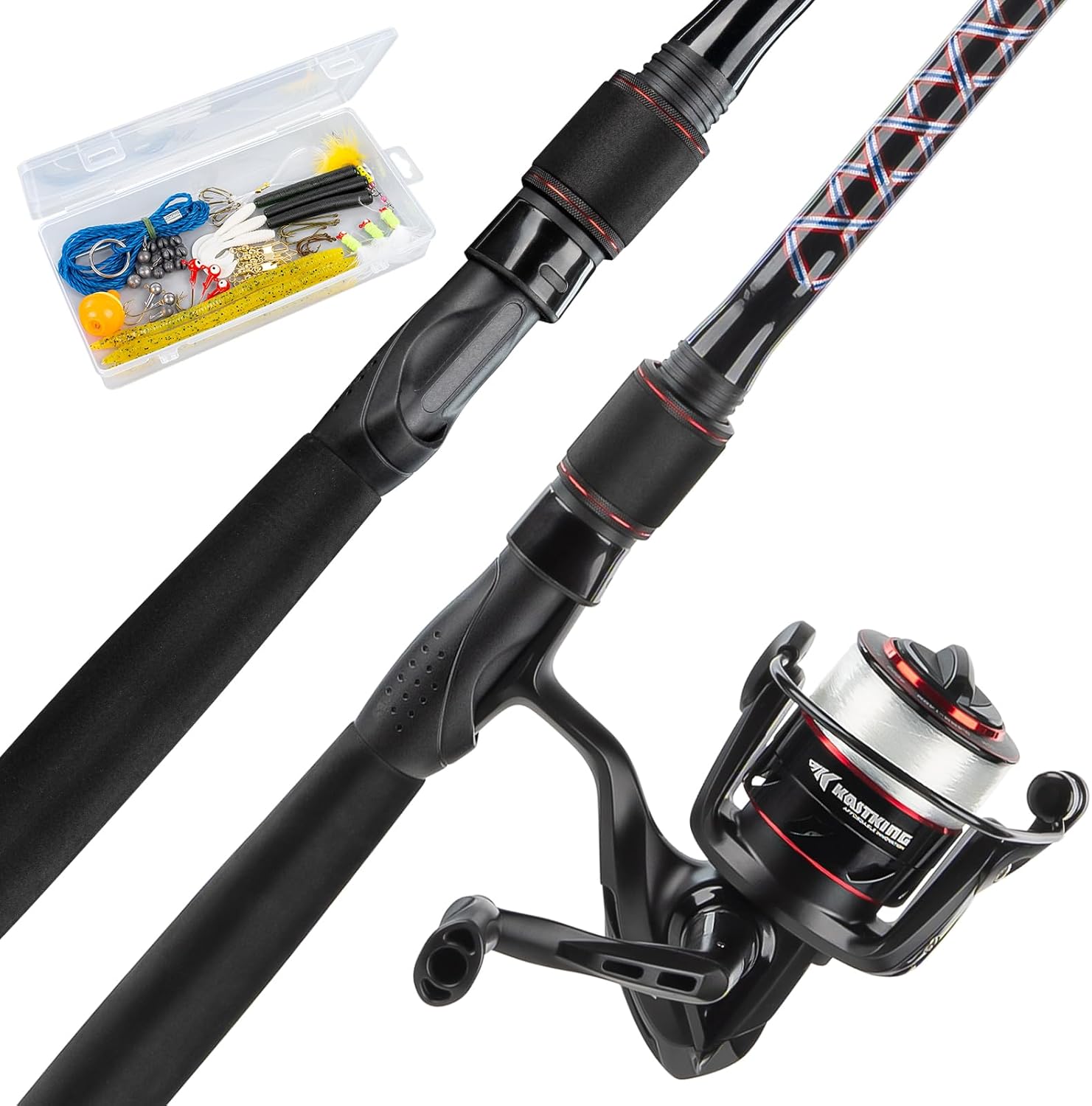 KastKing Brutus Spinning & SpinCast Combo, Fishing Rod and Reel Combo, Pre-Spooled Line, Brute Tuff Blank, Stainless Steel Guide, EVA Handles, Custom Graphite Reel Seat Spin- 6'0\" Light- 2000 Reel- 2pcs
