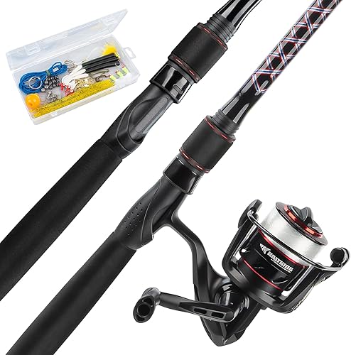 KastKing Brutus Fishing Rod and Reel Combo, Spinning & SpinCast Combo, Custom Tackle Kit, Pre-Spooled Line, Brute Tuff 2Pc Blanks, Stainless Steel Guide, EVA Handles, Custom Graphite Reel Seat
