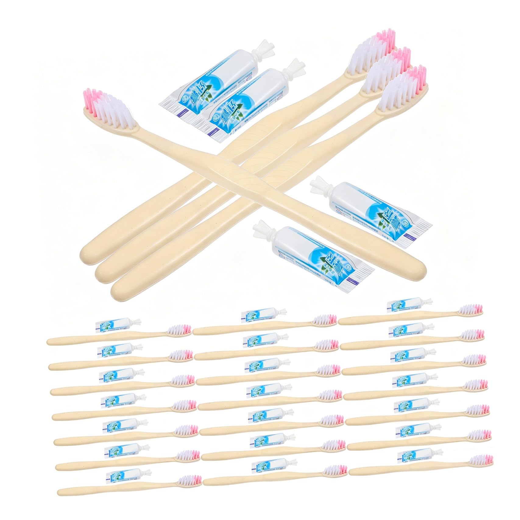 Tofficu Spazzolino da Viaggio Usa e Getta Dentifricio, Confezionato Singolarmente, 100 Pezzi, Colore Giallo, Formato Compatto, Adatto a Viaggi e Kit Igiene Personale Stili multipli