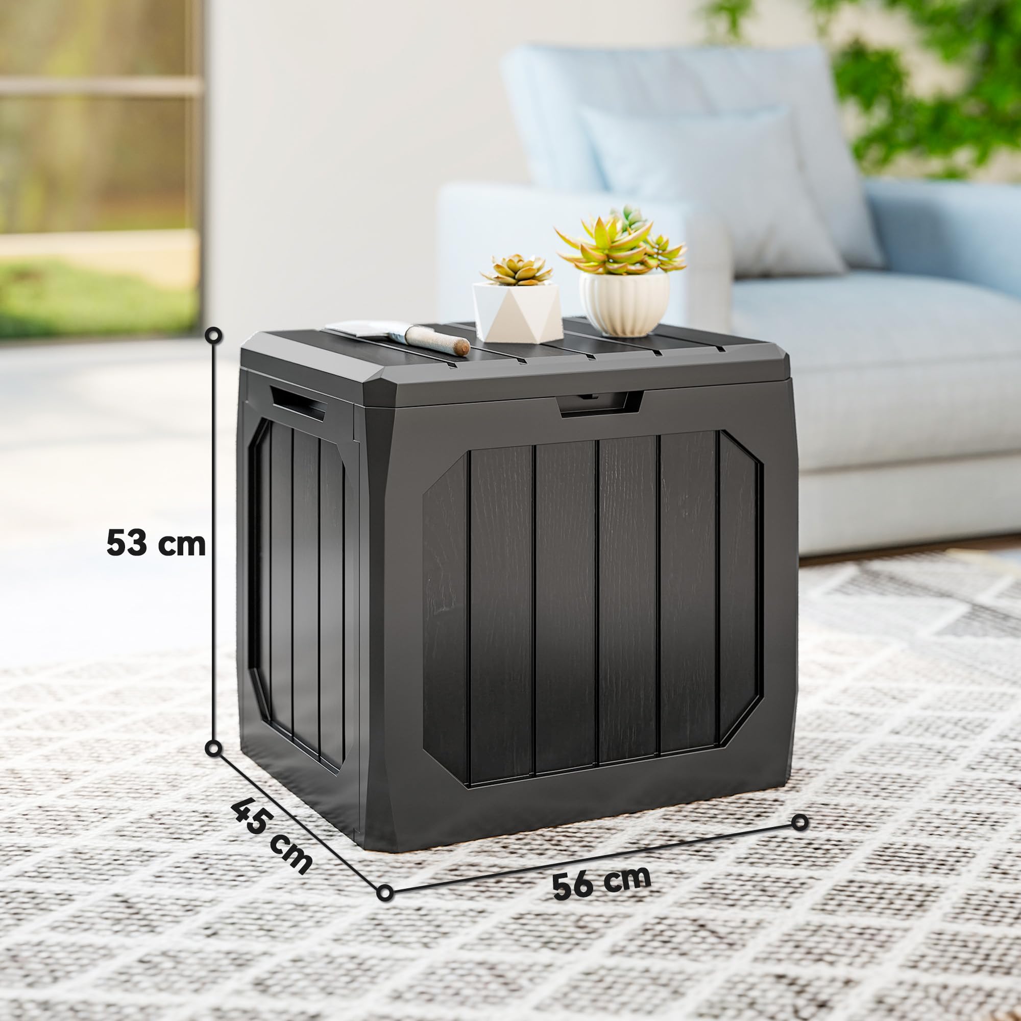 Outsunny Baule da Giardino 121L Plastica Impermeabile Bloccabile 56x45x53 cm Nero