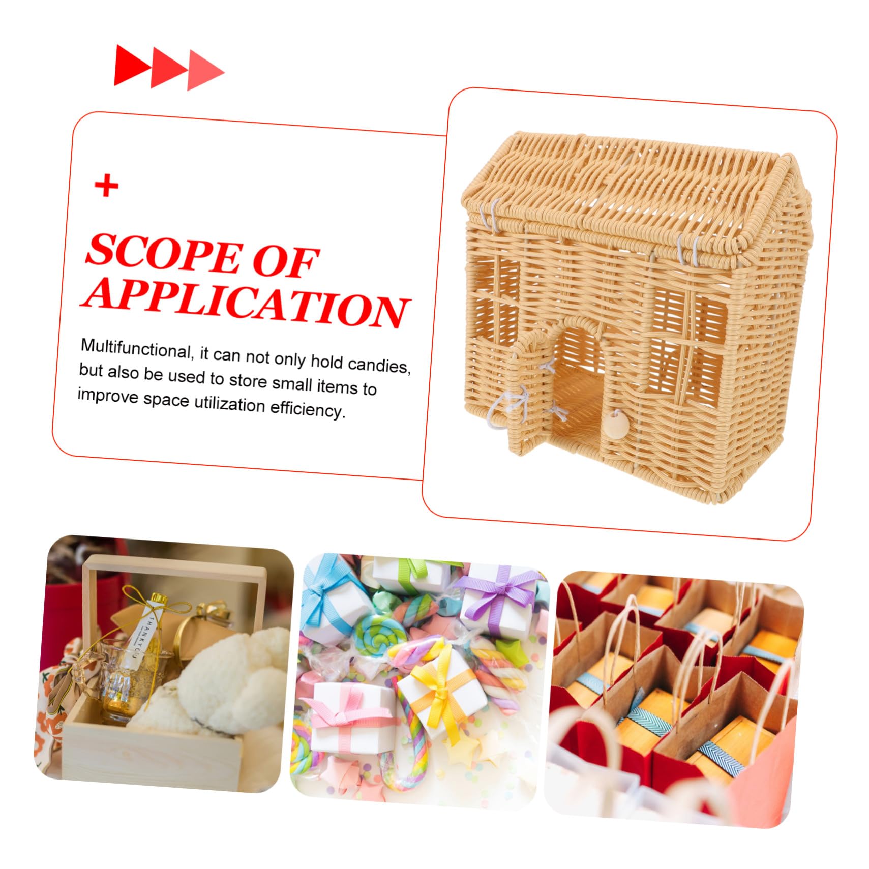 KOMBIUDA Geflochtener Korb mit Henkel Hauskorb Handgeflochtener Korb Dekorativer Hochzeitskorb Gastgeschenke für Hochzeiten