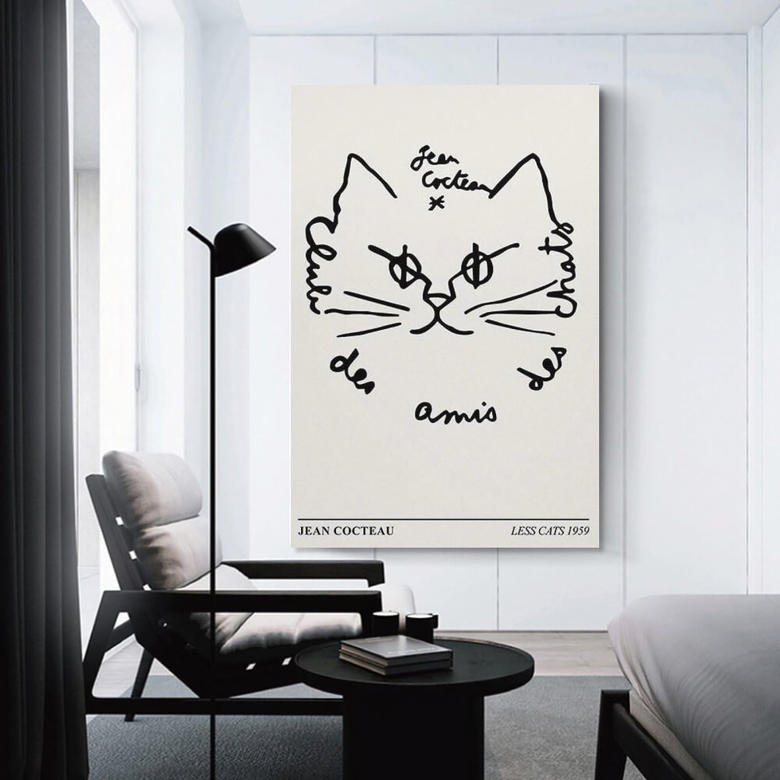 Amazon.co.jp: ジャンコクトーポスター 猫の顔抽象線プリント