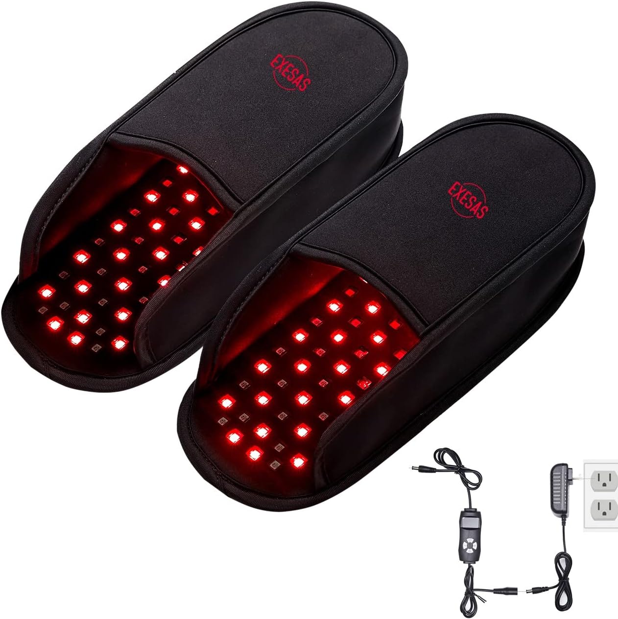 Pair of LED Red & Infrared Light Therapy Device Slippers (2 Pieces) for Pain Relief for Feet Toes Instep & Heels, Each Slipper has 66 Red 660nm & 66 Infrared 850nm Lights