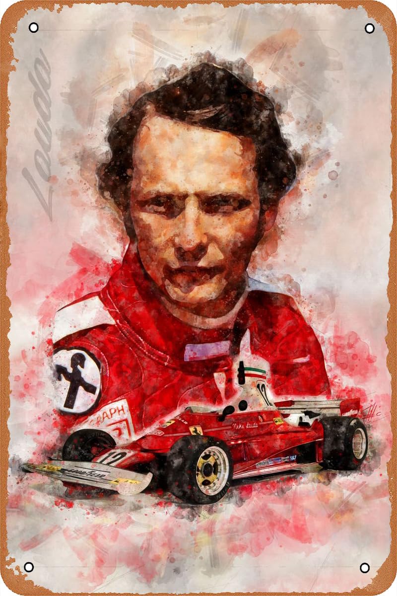 Niki Lauda Poster,Vintage Tin Sign Metal Sign,Metal Poster for Wall Decor 8x12 inch