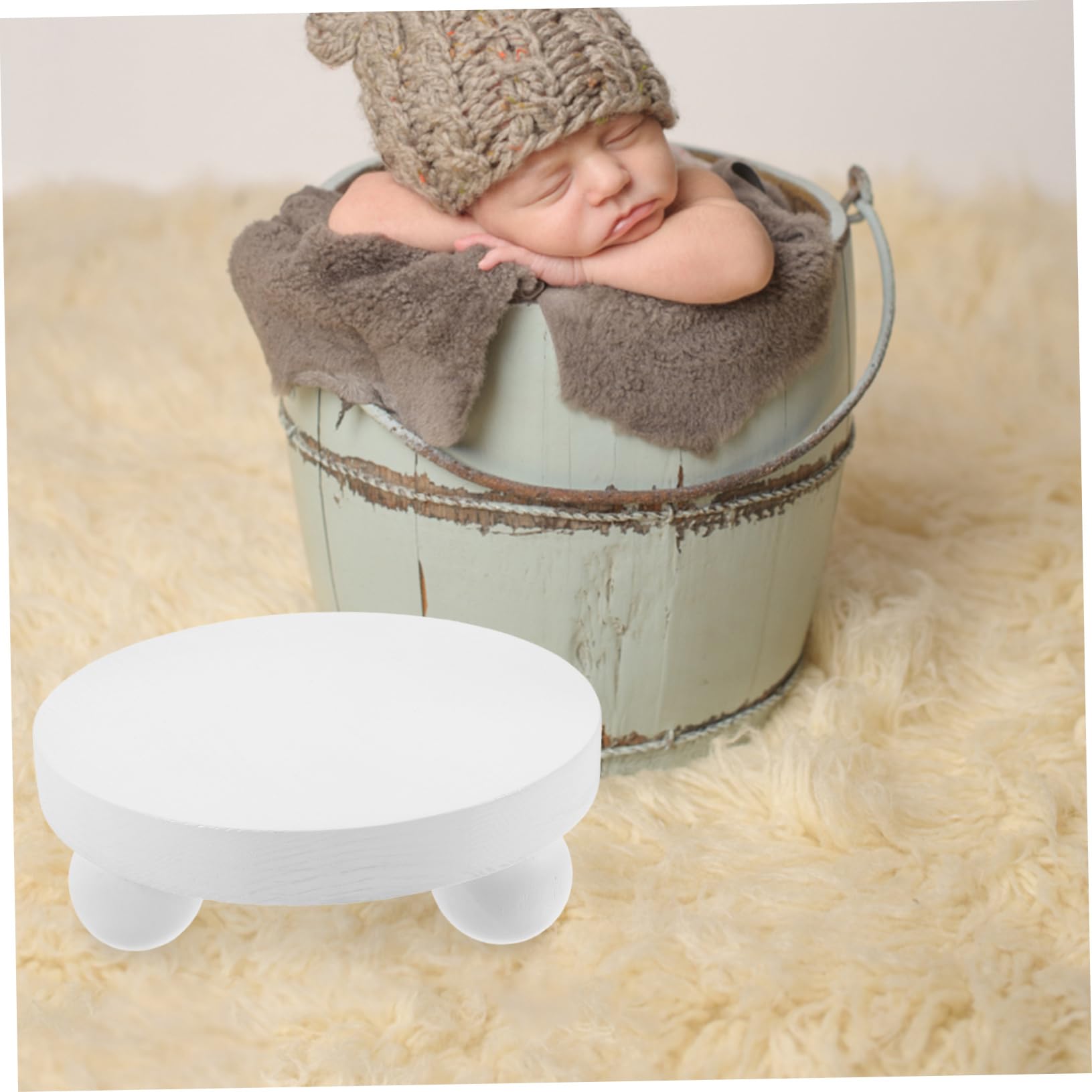 Hemobllo Tabouret De Photographie en Bois Poli À La Main Petit Tabouret Rond Décoratif pour Plantes pour Garçons Et Filles