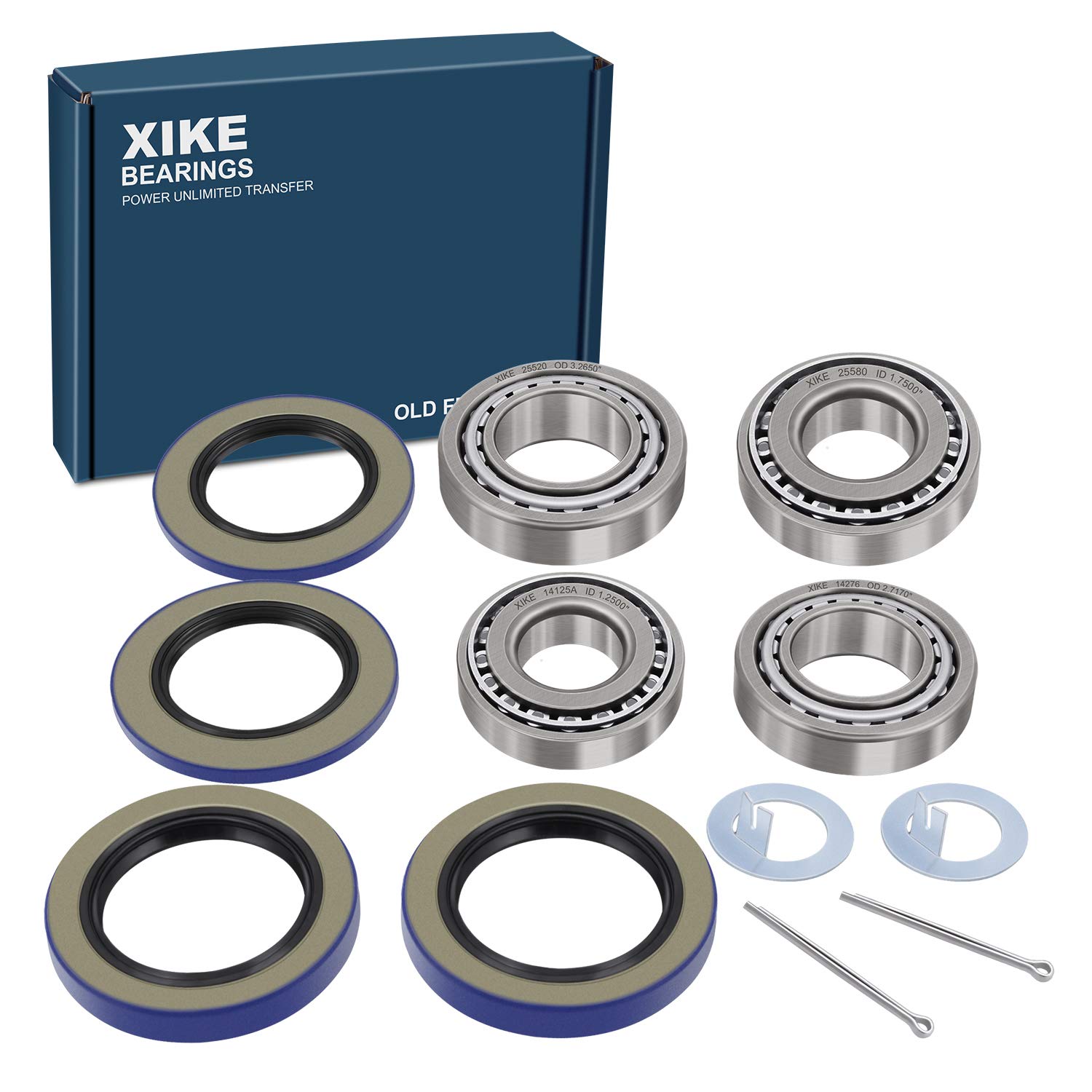 XiKe 2 Set Fits 6,000-7,000 lb Axles Trailer Wheel Hub Kit, Include 25580/25520 ? 14125A/14276 Bearings, 21333TB, 22333TB /10-10, 10-36 Seal and Cotter Pin.