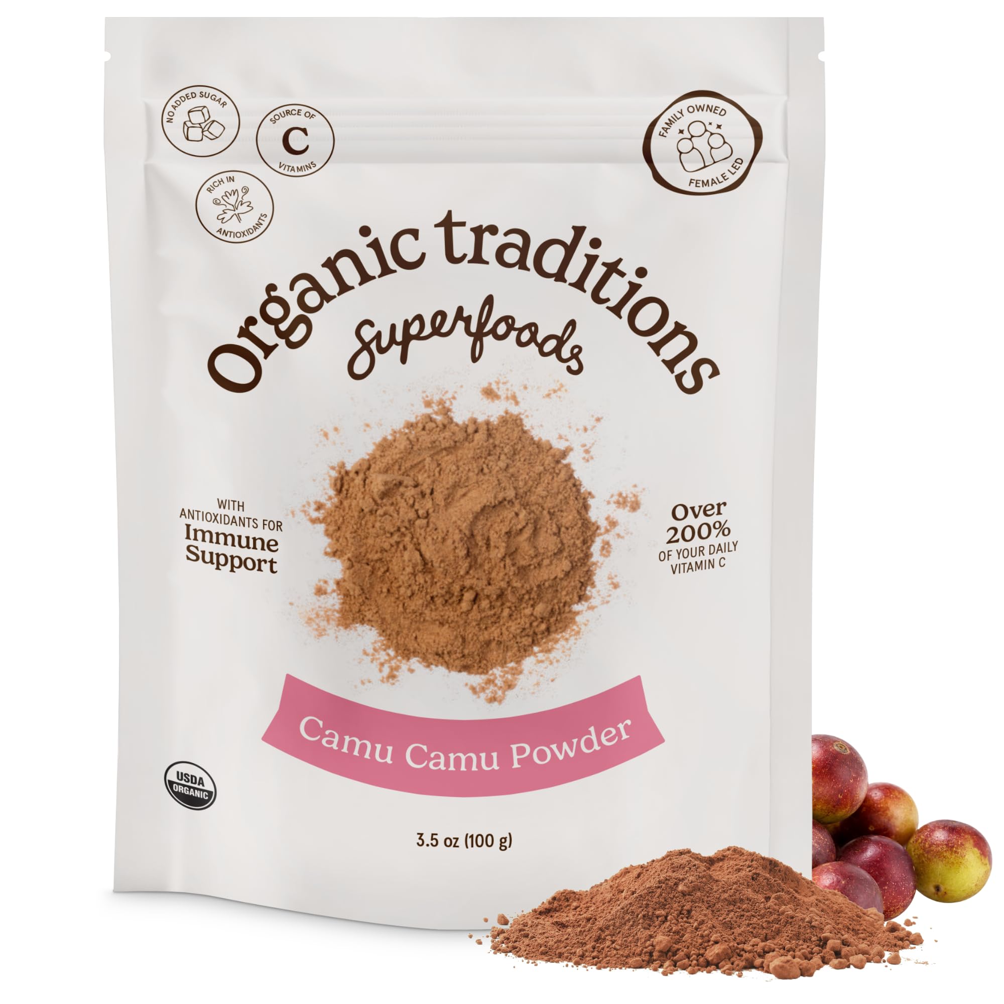 Organic Traditions Camu Camu Powder from Amazon Superfruit, Vitamin C 3.5oz 100 Gram