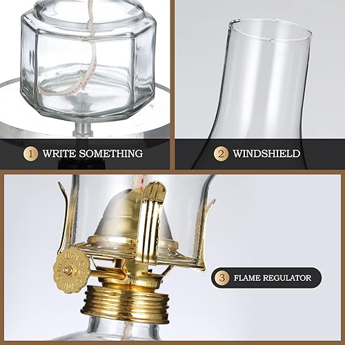 Miniatura 4 de Lámpara clásica de queroseno grande con asa Lámpara de aceite transparente Cámara de linterna Lámparas de aceite de vidrio vintage para uso en