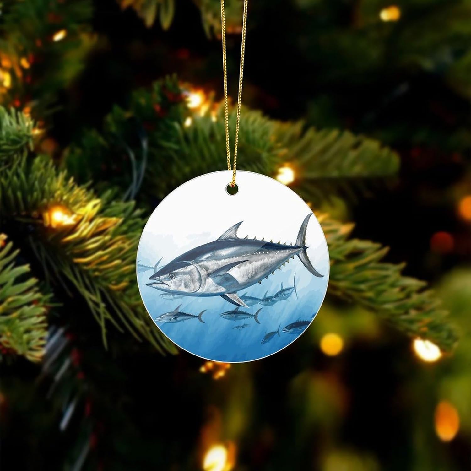 Bluefin Tuna Thunnus Christmas Ornaments - Farmhouse Xmas Hanging Ornaments for Christmas Tree Decorations, Pendant Decor and Gift Party Tags image 3