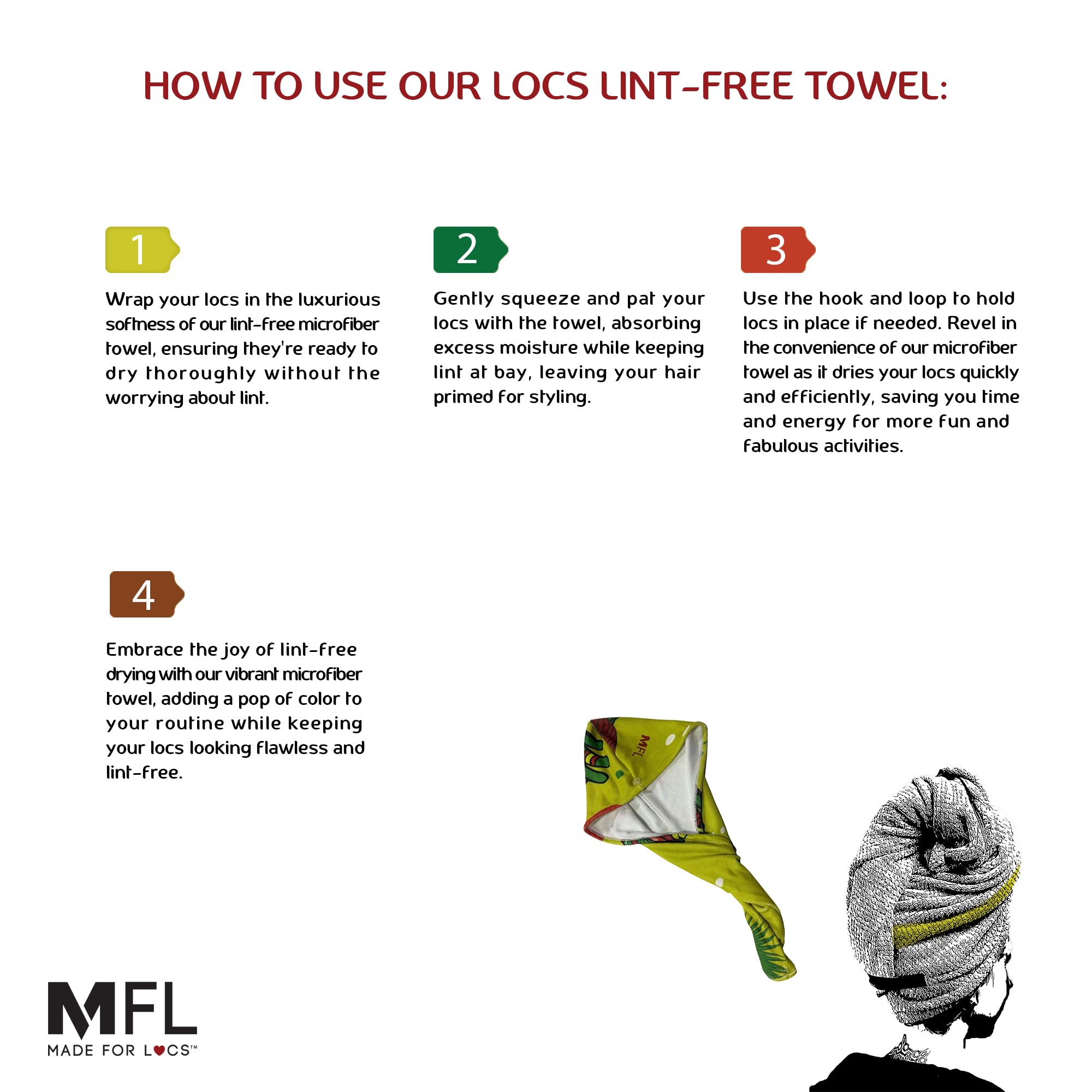 Made for Locs - Toalla de Microfibra sin Pelusas, Toalla Extra Grande