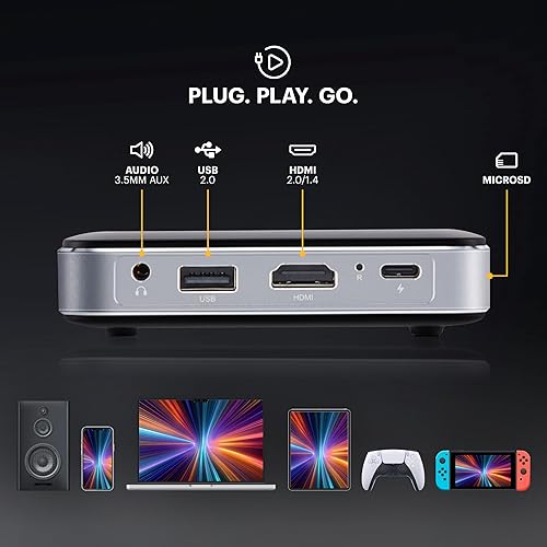 Miniatura 3 de Kodak Luma 150 Mini proyector inalámbrico Pico negro - DLP, soporta 1080p, altavoz incorporado y batería recargable, HDMIUSBmicroSD, estuche de