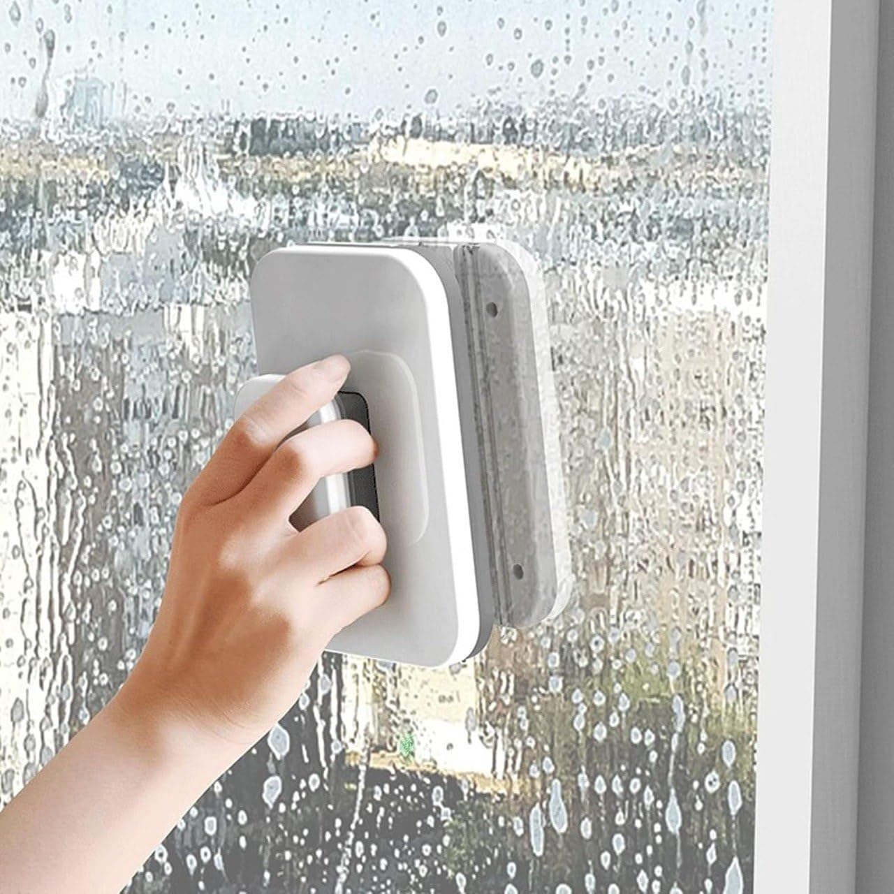 APURK Magnetic Window Cleaner with Safety Rope | Double-Sided Glass Cleaner with Strong Magnet | Scratch-Free Glass Wiper for Home/Office | Household Cleaning Supplies (Pack of 1,Multicolor) 4