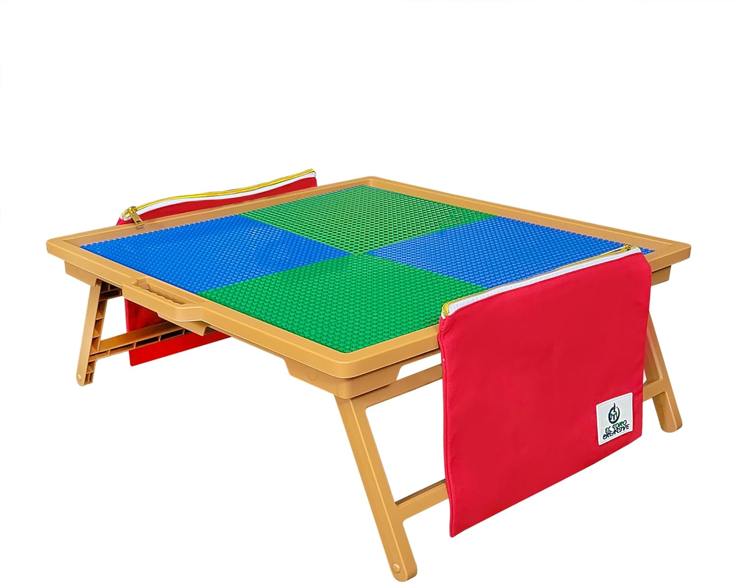 Large Foldable Building Block Table for Kids – Durable Faux-Wood, Includes Storage, Portable Play Desk