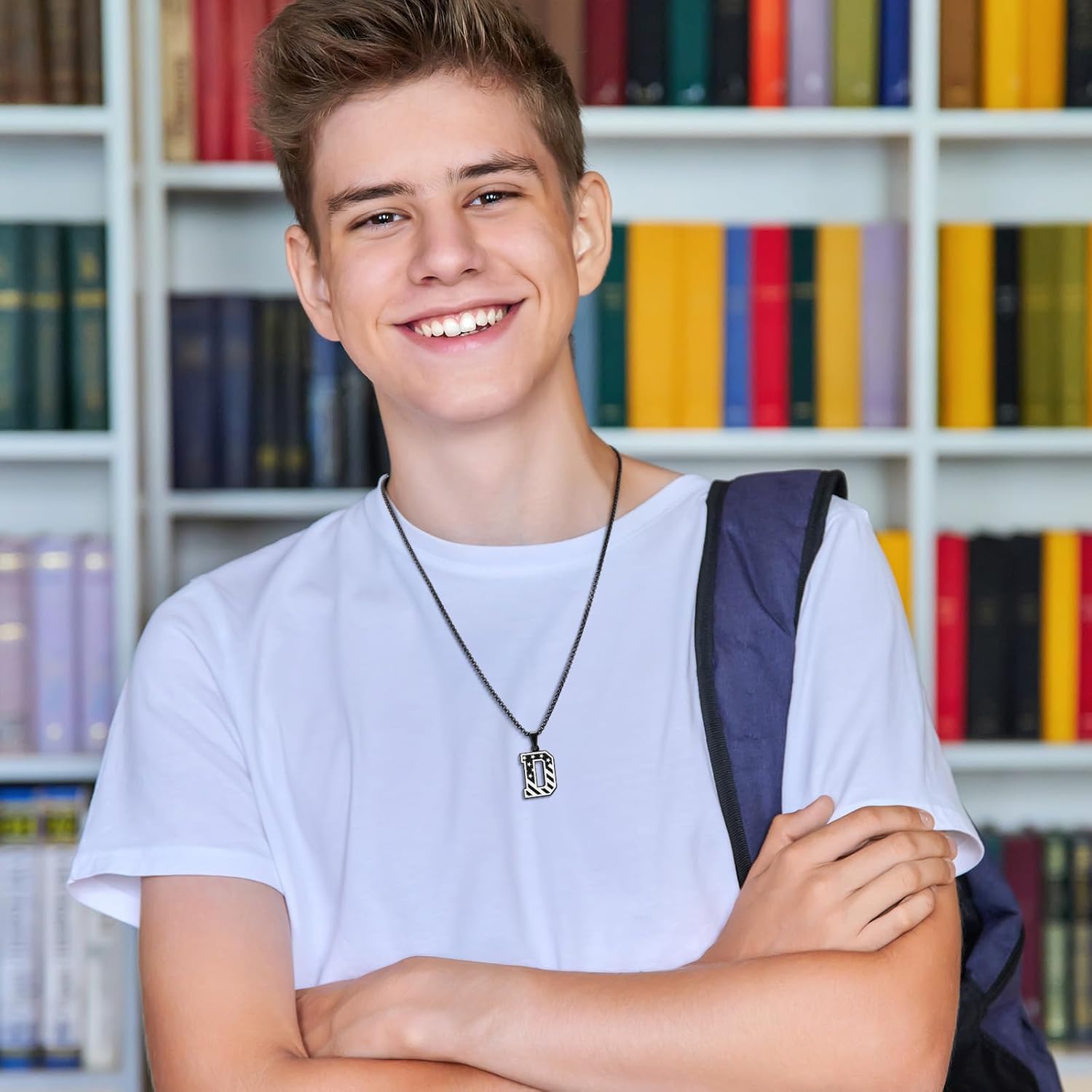 Hisatan Triangle Initial Necklace for Men Women, Stainless Steel Triangle A-Z Letter Pendant Minimalist Silver Mens Geometric Twist Chain Jewelry Gifts for Him Boyfriend Husband, 22+2 IN - Image 2