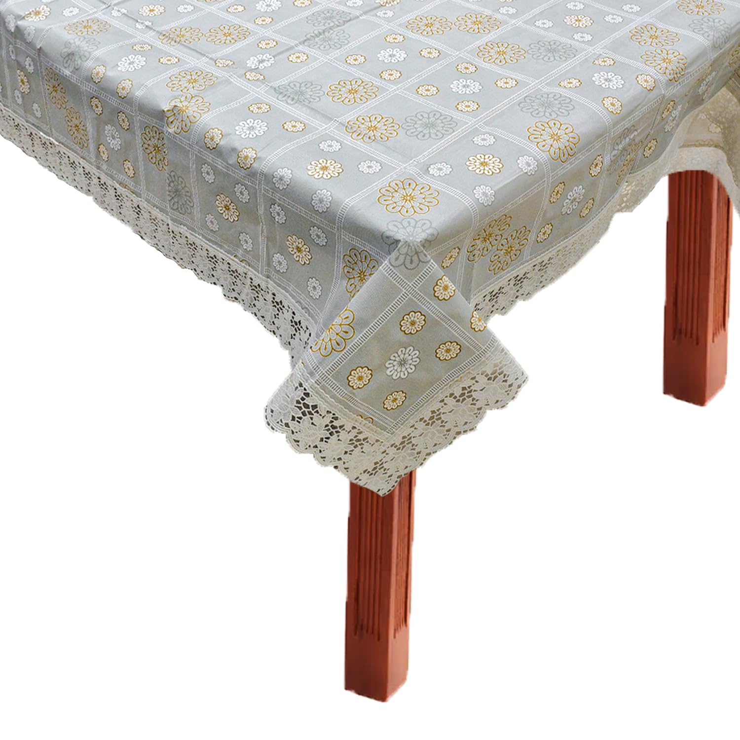 Oriental WeaversOrientalWeavers Decojewels PVC Center Table Cover, 40" X 60",Rectangle Shape Anti Bacterial, Anti Fungal Cover with White Lace (Fits Table Top Size 2 ft x 3 ft to 2.5 ft x4 ft)