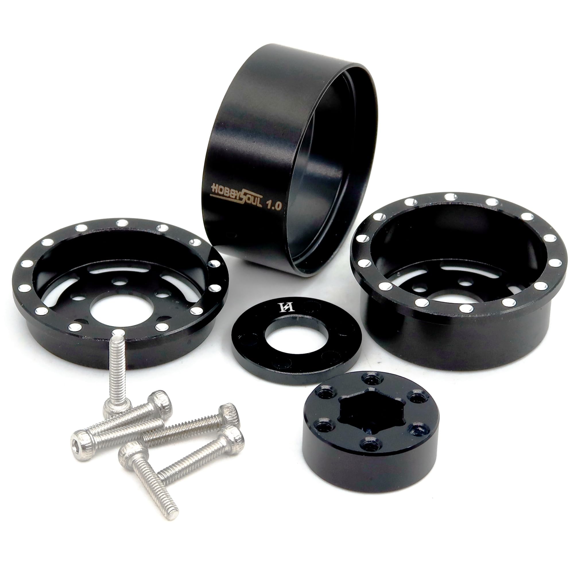 HOBBYSOUL Pneus 64 mm 1.0 montés F/R 1.0 Beadlock Jantes argentées Hex 7 mm Décalages négatifs 1.0 Roues pour RC Mud Crawler 1/24 SCX24 FCX24 AX24 HOBBYSOUL Pneus 64 mm 1.0 montés F/R 1.0 Beadlock Jantes argentées Hex 7 mm Décalages négatifs 1.0 Roues pour RC Mud Crawler 1/24 SCX24 FCX24 AX24