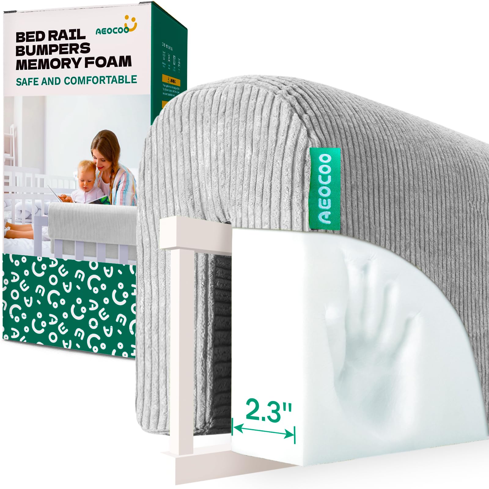 AEOCOO Bed Bumper for Toddlers Bunk Bed and Loft Bed Bumpers Protector, Premium Soft Memory Foam - Anti-bump