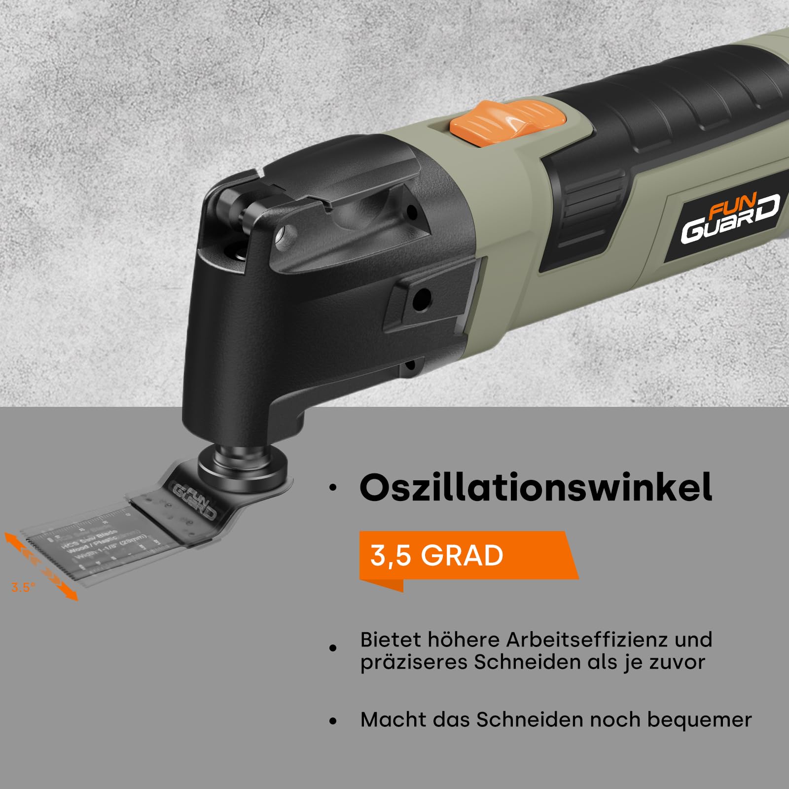 Oszillationswerkzeug 300W Multifunktionswerkzeug mit 30 Zubehör, 6 Variable Geschwindigkeit 15000-22000RPM, Zusatzgriff, 3.5° Oszillationswinkel,zum Schneiden,Schnitzen,Schleifen,Polieren