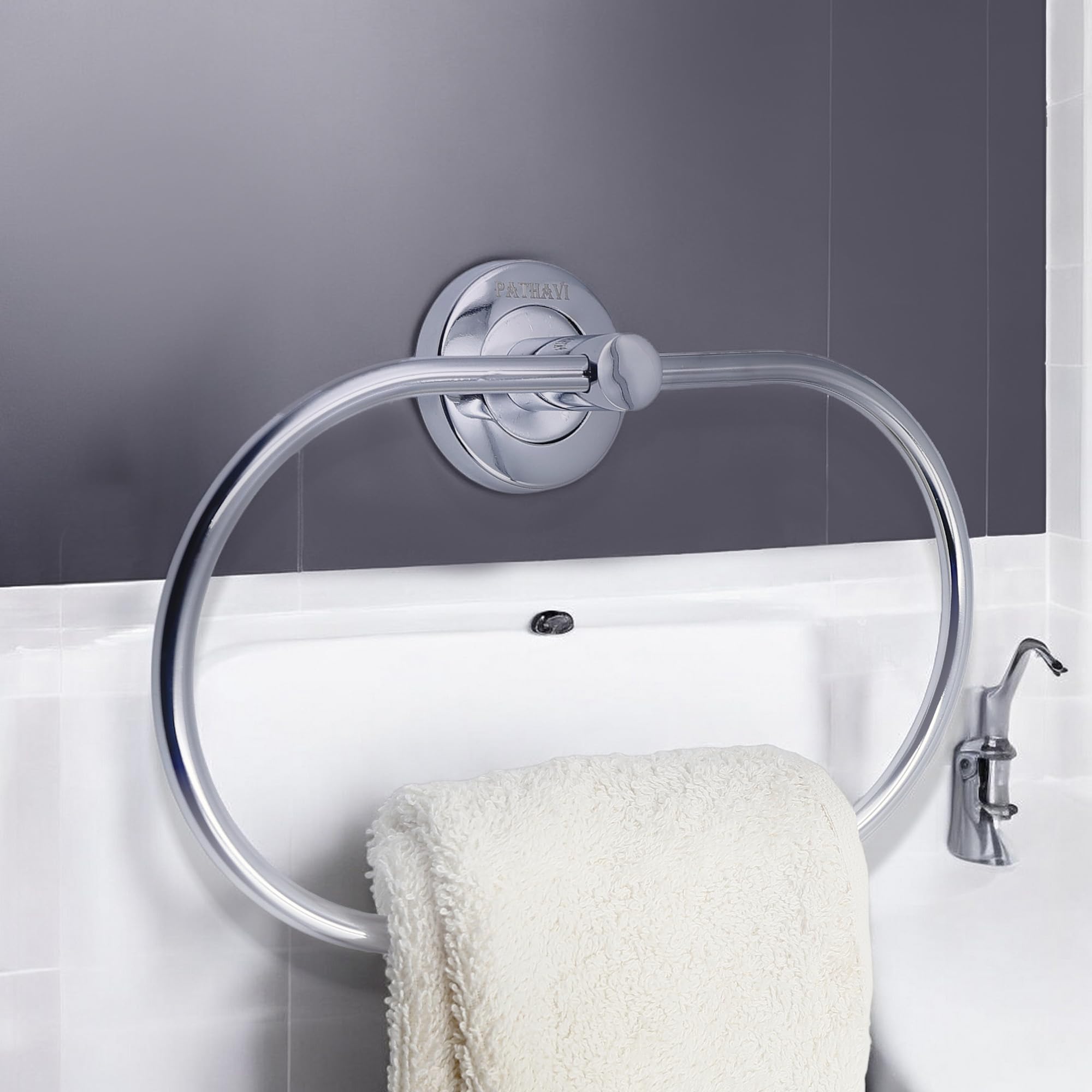 Stainless Steel Towel Holder for Bathroom | Wash Basin | Towel Hanger | Napkin Holder for Wash Basin | Towel Ring| Bathroom Accessories (Oval, Chrome Finish, Pack of 1) — Amazon image 5
