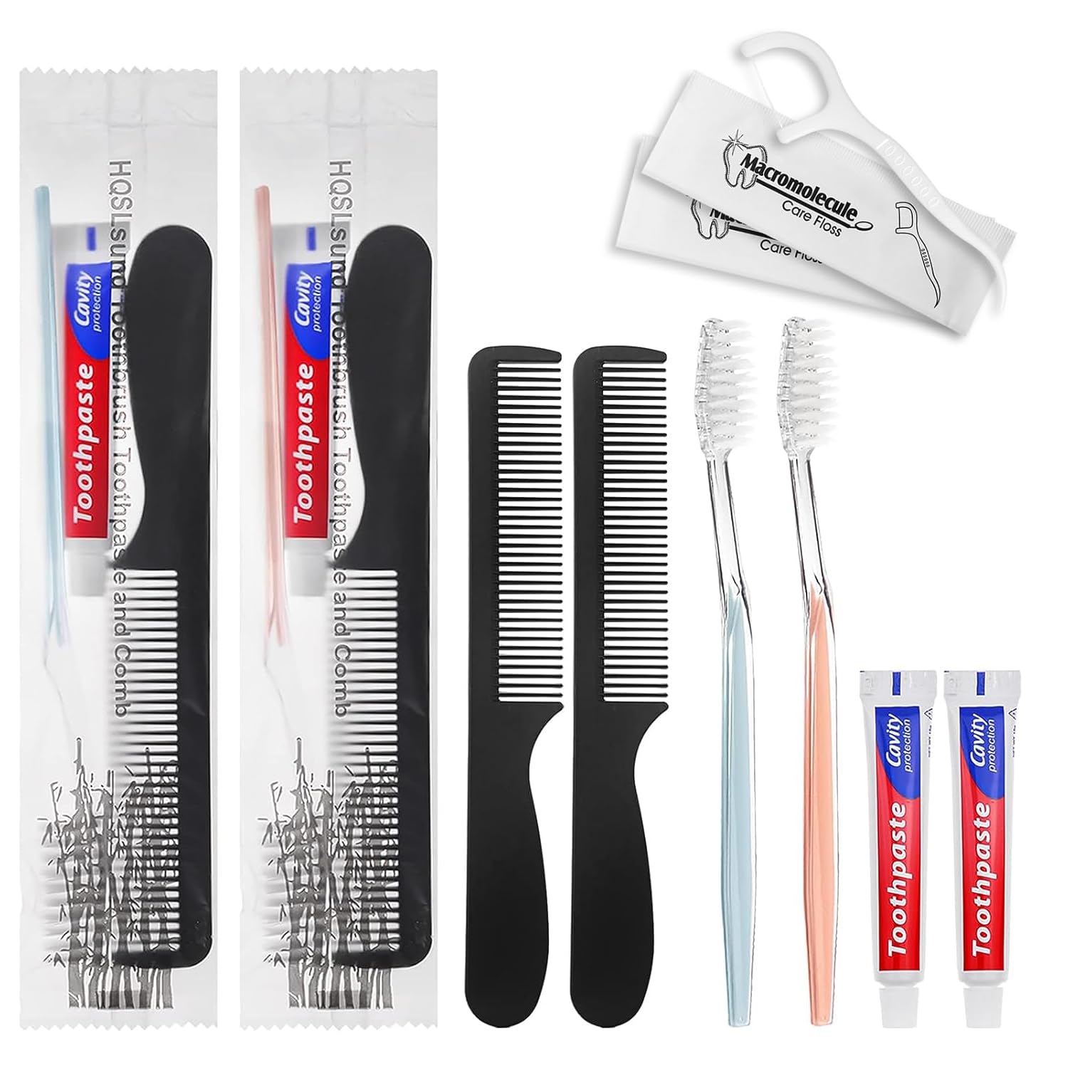 50 Pack Disposable Toothbrushes Bundle with 150 Pack Dental Floss Picks Individually Wrapped