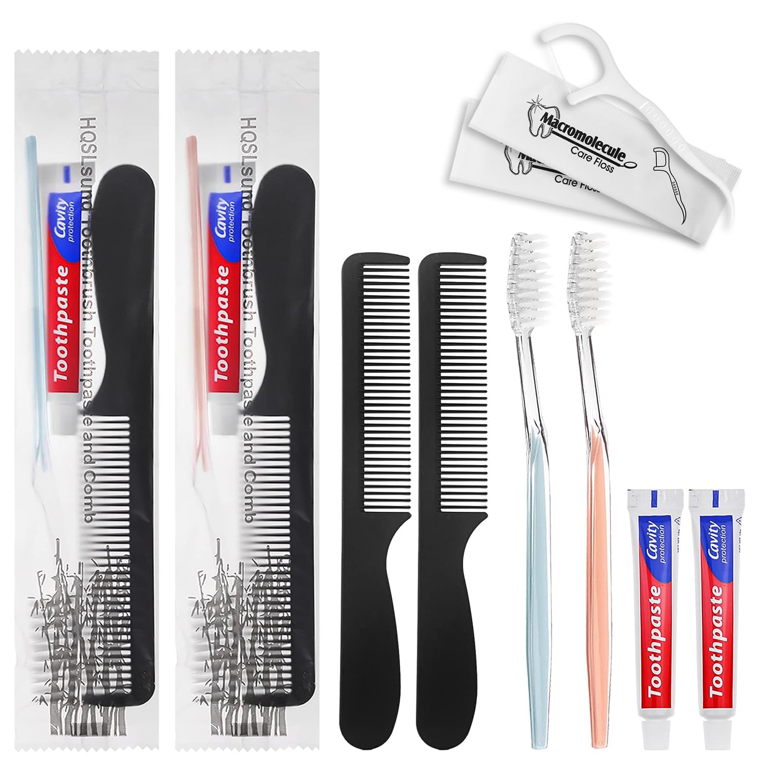 50 Pack Disposable Toothbrushes Bundle with 150 Pack Dental Floss Picks Individually Wrapped