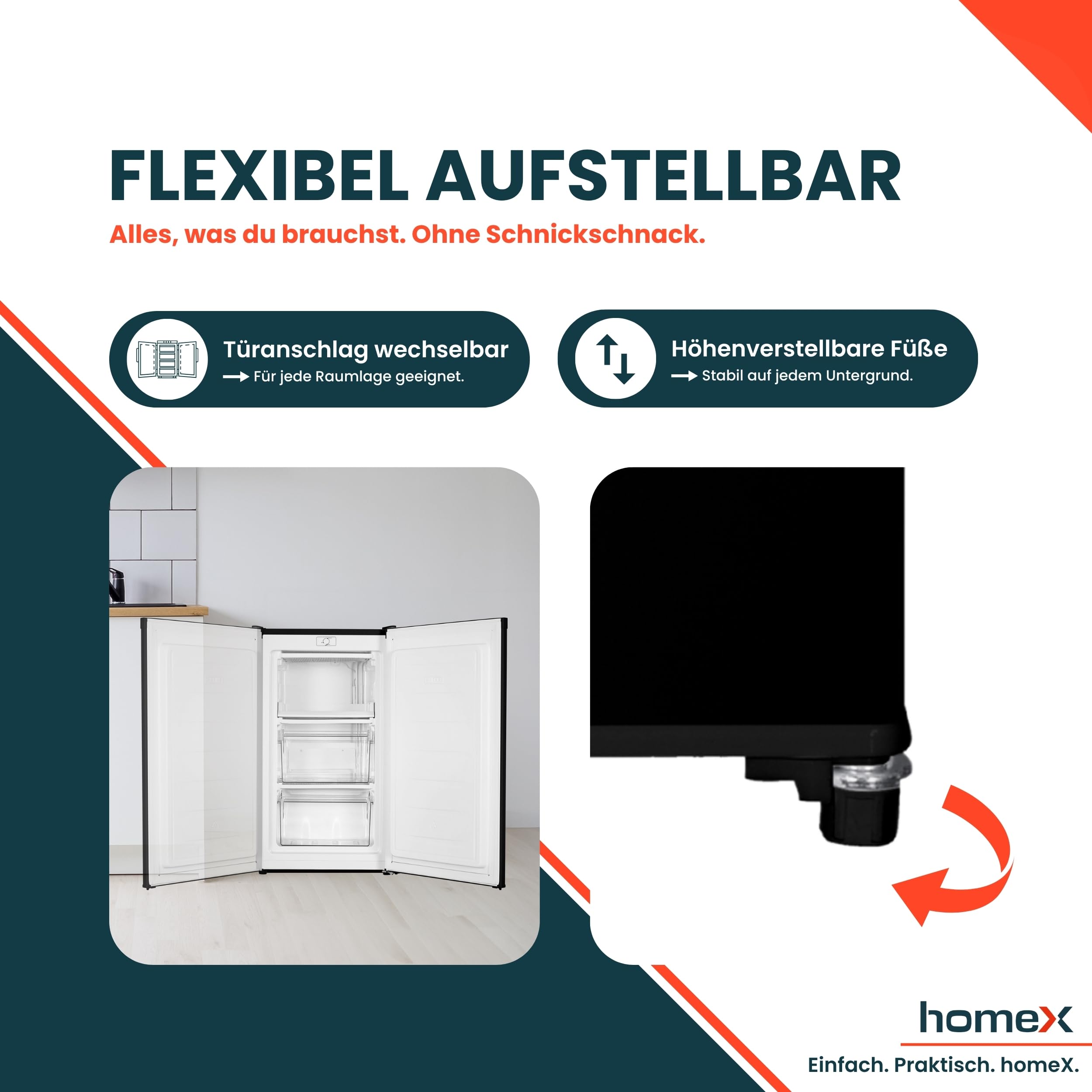 homeX Gefrierschrank 60L 4-Sterne freistehend schwarz FS1016-B