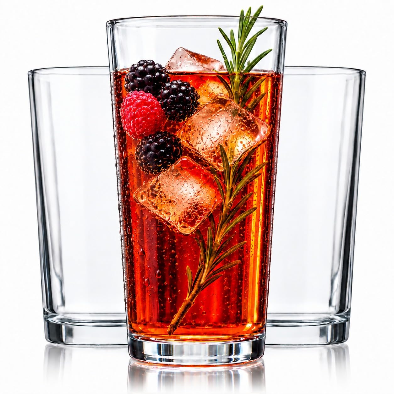 Home Essentials Stackable Clear Drinking Glasses Set of 10, 16oz Tumblers