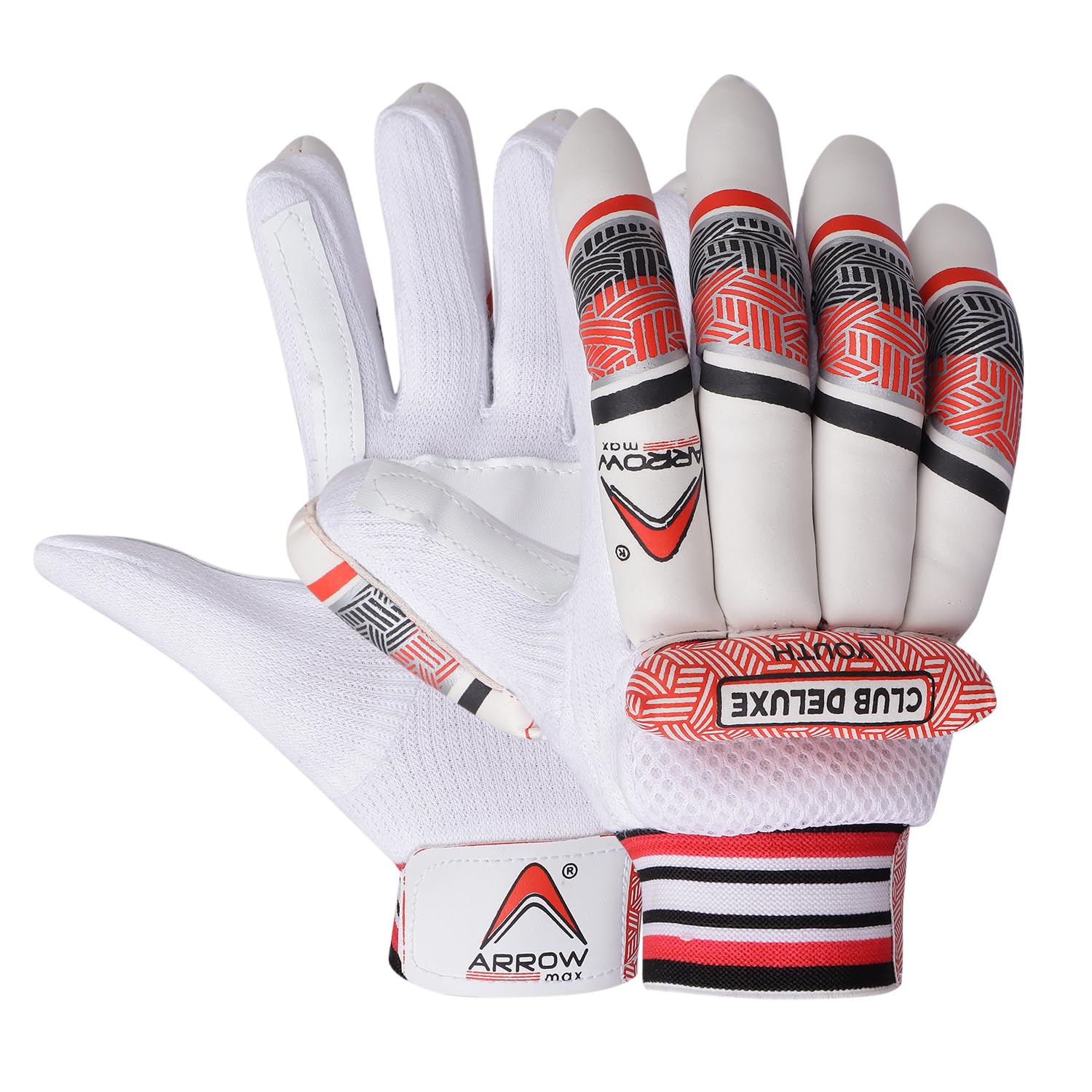 ArrowMax Cotton Cricket Batting Gloves for Men Boys Youth Right Handers Stylish & Attractive Design, Comfortable Grip (CLUBDELUX) (Boy),Red-picture-18