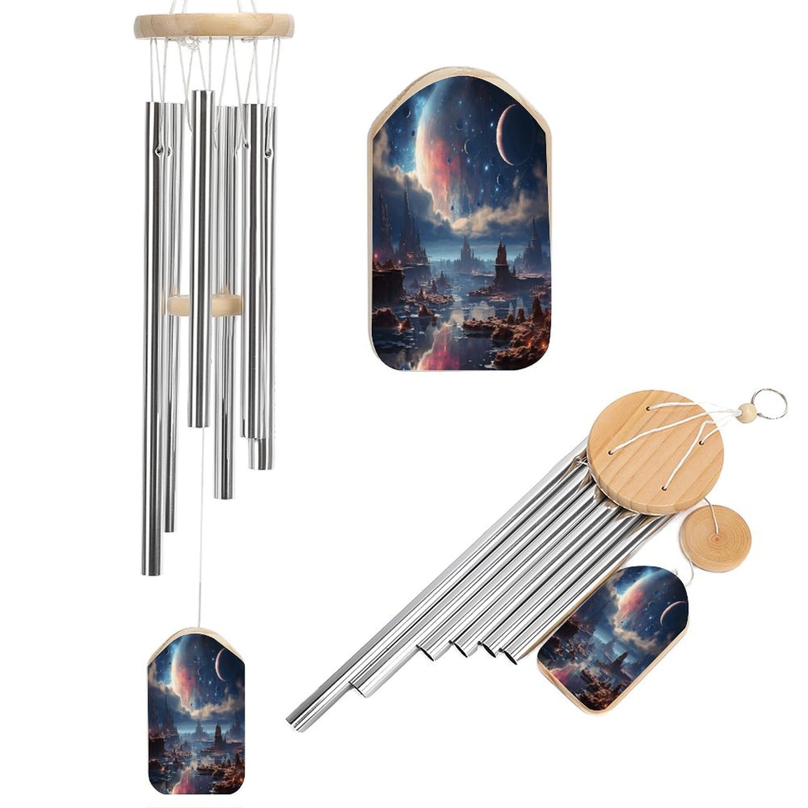 Fekiloot Style Galaxy Tone Wind Chimes For Outside,Wind Bell With 6 Aluminum Alloy Tubes,Sympathy Wind Chime For Yard/Garden/Patio Decor